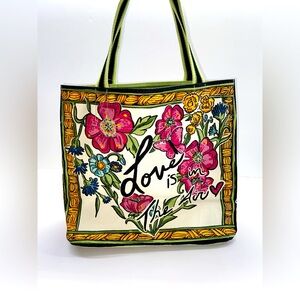 Brighton Love is in the Air bright floral tote on white background.